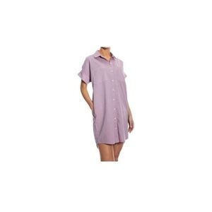 OAT NEW YORK Women's Purple Oversized Shirt Dress Short Sleeve S